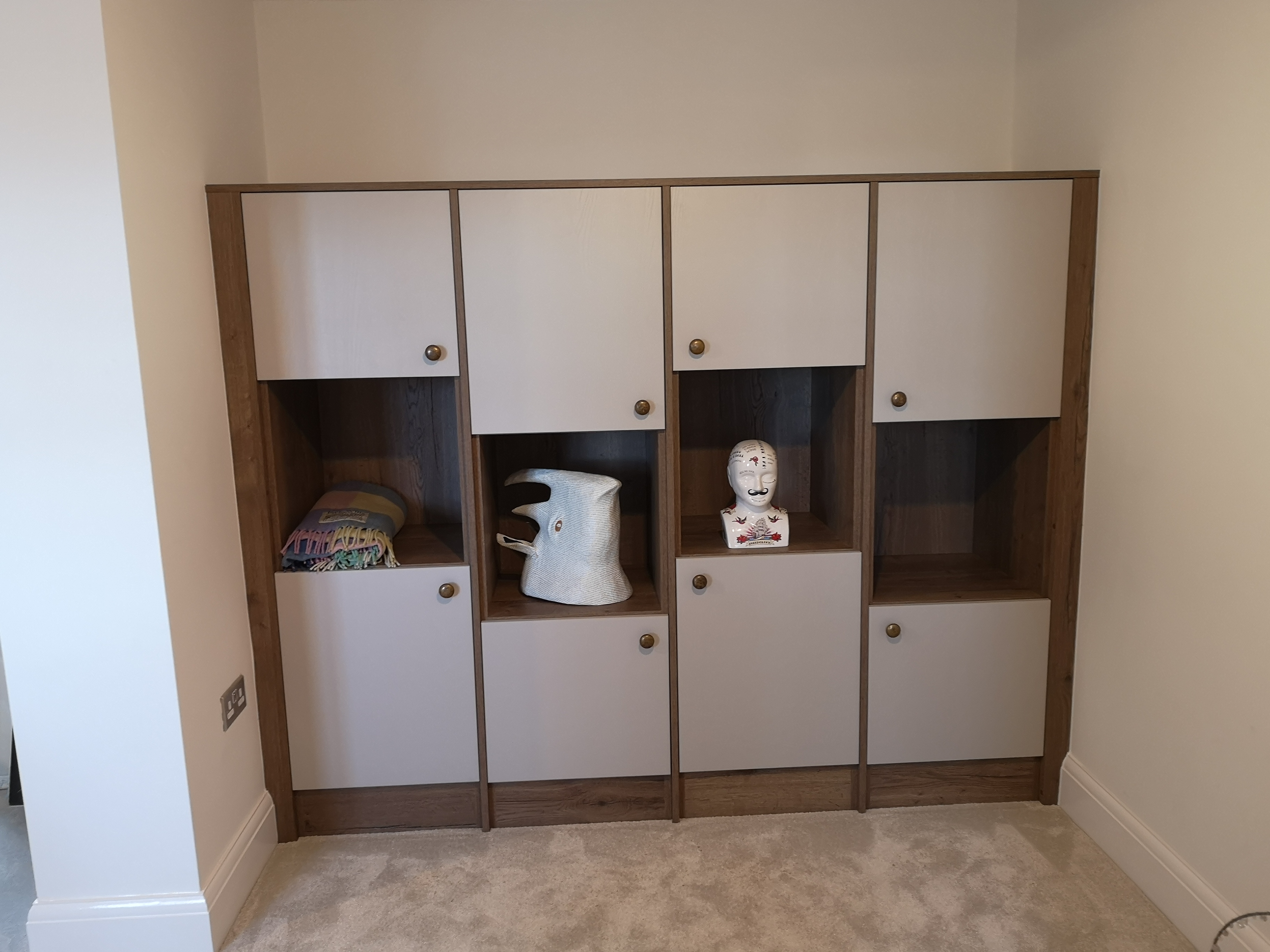 Walnut & Cream Cube Storage Unit